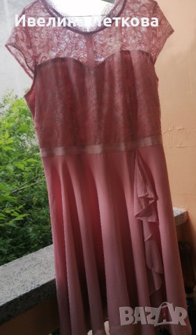Дамска официална розова рокля от шифон и дантела, снимка 3 - Рокли - 40717215
