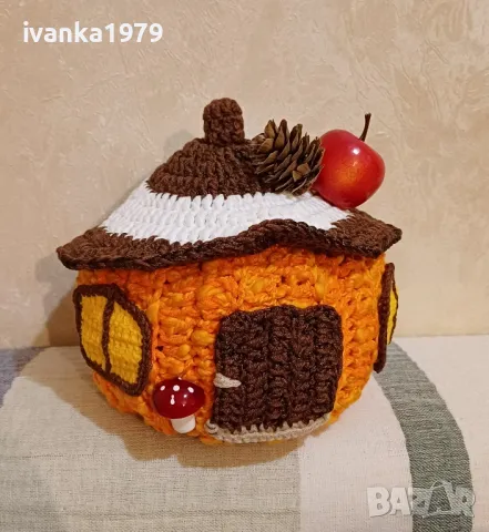 Плетена тиква къщичка , снимка 4 - Декорация за дома - 47636450