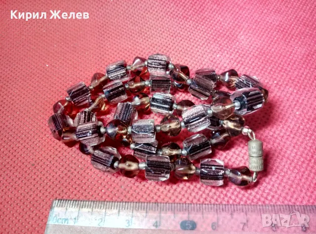 СТАР РЕТРО ГЕРДАН МЪНИСТЕНА ОГЪРЛИЦА с ФАСЕТИРАНИ ЦВЕТНИ КРИСТАЛИ и БРОНЗОВА ЗАКОПЧАЛКА 39688, снимка 9 - Антикварни и старинни предмети - 47284288