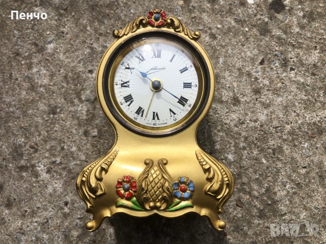 стар малък настолен часовник с латерна "Schmid" - WEST GERMANY , снимка 2 - Антикварни и старинни предмети - 40365309