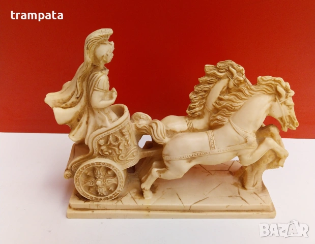 НАЙ ДОБРАТА ОФЕРТА Фигура на Римски войник с колиесница от алабастър, снимка 6 - Други ценни предмети - 53825128