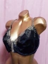 Ulla Popken 110 D Черен сутиен с бродерия , снимка 5
