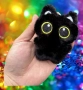 🐱✨ **Малко Черно Котенце с изкокорени жълти очи - носител на късмет! ** ✨🐱 плюшена играчка, снимка 1