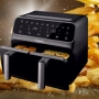Фритюрник AirFryer Rosberg Premium, 1700W, 2съда x 4л., Горещ въздух, Таймер, до 200°C, Черен , снимка 3