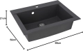 Кухненска Мивка, Respekta Ohio Mineralite Sink 66x50см сива, Устойчива на Надрасквания!, снимка 4