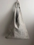 Светлосива чанта от естествен велур+ подарък чанта, снимка 3