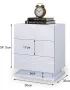 Нощни шкафчета Бял/Черен гланц/мрамор лед LED осветление, 3 чекмеджета, снимка 4