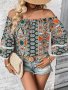 Нова модна дамска блуза с флорални щампи с вързани рамена - 023, снимка 1 - Тениски - 41292252