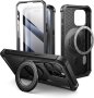 Калъф Dexnor за iPhone 15 Pro Max Съвместим с MagSafe, вграден протектор за екрана и стойка, черен