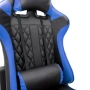 Ергономичен геймърски стол с масажна функция и поставка за крака – черно-син, снимка 3