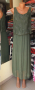 Зелена дълга рокля с дантелена платка в горната част, снимка 1 - Рокли - 36361002