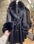 Дамски палта от кашмир, вълна и естествен косъм от лисица, снимка 1