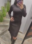 Дамска рокля плетиво в кафяв, снимка 1