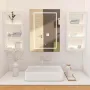 LED огледало шкаф с touch светлини шкаф за лекарства 50х70 см, снимка 1