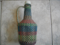 Старо Ръчно Плетена Бутилка/Шише-Ретро-Винтидж-Оплетка С Цветни Медни Жици, снимка 2