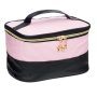 Тоалетна чанта, С дръжка и панделка, 22x15x14см, Розово/ черна 