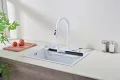 60см Бяла мултифункционална кухненска мивка с двоен водопад, снимка 1