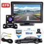Задна Камера за Паркиране 5MP 4LED HD с монитор с сензор парктроник НОВО пълен комплект →, снимка 1