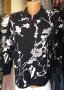 УНИКАЛНА черна блуза на бели цветя с черни камъчета по тях, снимка 1 - Блузи с дълъг ръкав и пуловери - 44155750