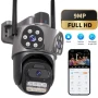 Тройна външна WiFi камера 9MP с аларма, 24 диода, iCSee, 64GB памет, снимка 3
