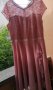 Дамска официална розова рокля от шифон и дантела, снимка 3