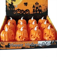 4103 Eлектронна свещ Тиква Halloween декорация, 7 cm, снимка 5 - Декорация за дома - 42494449