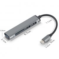 USB C Hub 5 в 1 USB-C към 3хUSB 3.0, SD/TF четец на карти, снимка 3 - Други - 39247945