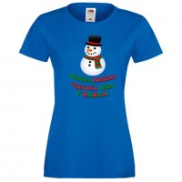 Дамска тениска Коледа Весела Коледа и Честита нова година Snowman, снимка 3 - Тениски - 34690791