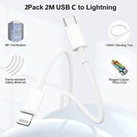 Нови 2 бр.Кабели за бързо зареждане iPhone -2м./USB C към Lightning кабел за iPhone 14 Pro Max , снимка 4 - USB кабели - 41360580