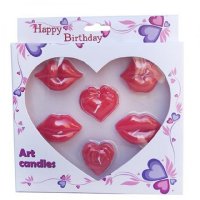 6 устни устна целувки свещ свещи декор торта парти моминско ергенско, снимка 2 - Други - 41405308