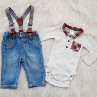 Боди риза H&M и дънки за бебе 0-3 месеца, снимка 12 - Комплекти за бебе - 42200986