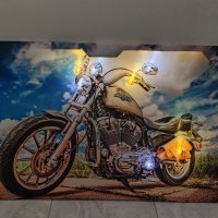 Светеща картина с Led осветление - Harley Davidson, снимка 2 - Картини - 35855378