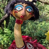 Стара Голяма театрална кукла– Авторска, 95см, снимка 3 - Антикварни и старинни предмети - 41983827