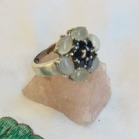 Прекрасен Сребърен Пръстен с Естествени Камъни, снимка 2 - Пръстени - 33850271
