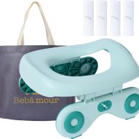 Bebamour Travel Potty Бебешко преносимо гърне за пътуване, сгъваемо, с 32 еднократни торби, синьо, снимка 9 - Други - 44498394