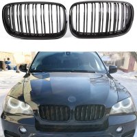 Решетки Бъбреци за BMW X5 E70 2008-2013г. Черен Гланц Двойни, снимка 1 - Аксесоари и консумативи - 44397893