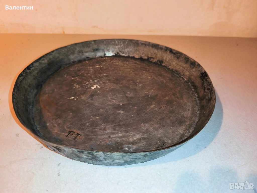 Старинна бакърена тава с ПЕЧАТ, снимка 1