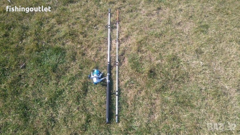 Плътна двуколенна въдица за сом и шаран с макара и влакно, снимка 1