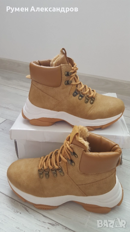 Дамски кожени боти EYAS размер 38 кафяви, снимка 1