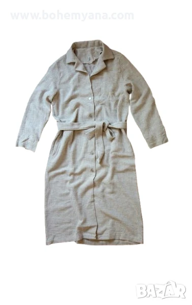 Конопена роба с колан и джобове, снимка 1