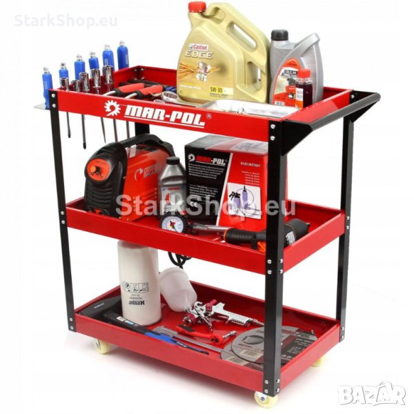 Количка за инструменти с 3 рафта и поставка за отвертки Mar-Pol, снимка 1