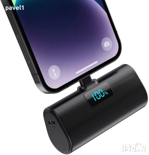 НОВА Мини Power bank 5200mAh за iPhone 20W PD 4.0 A, бързо зареждане, компактен LCD цифров дисплей, снимка 1