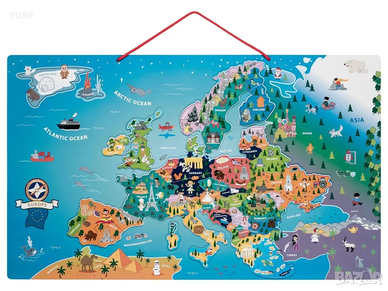 НОВИ! Магнитна карта на Европа 76х45см, снимка 1