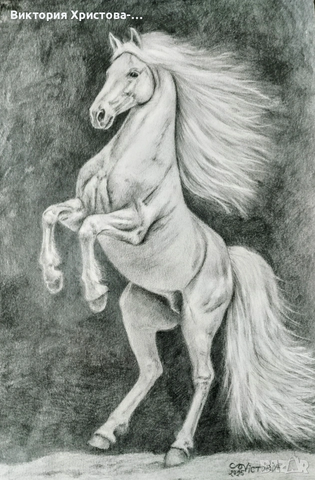 Картина Кон с молив , снимка 1