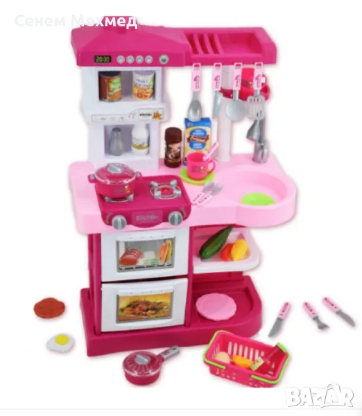Детска кухня, с 28 аксесоара, розова с вода, снимка 1