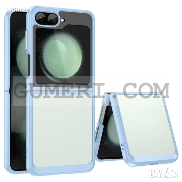 Samsung Galaxy Z Flip 7 FE Хибриден Гръб - Прозрачен С Цветни Кантове, снимка 1