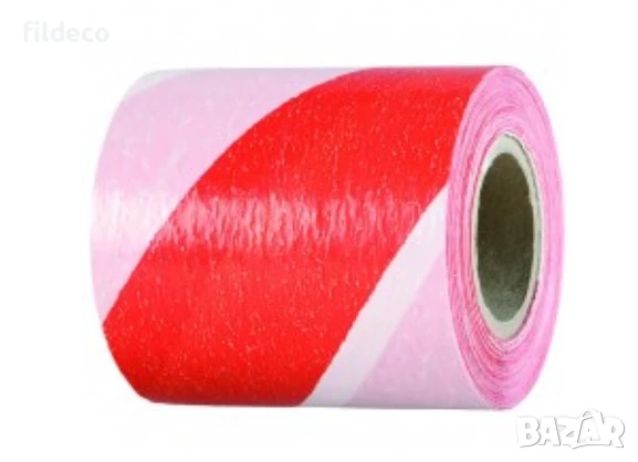 Сигнална лента - 80 mm x 200m, черв./ бяла, снимка 1