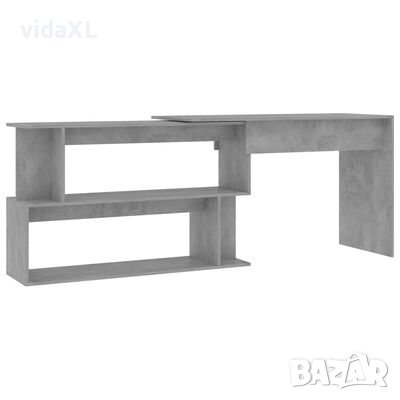 vidaXL Ъглово бюро, бетонно сиво, 200x50x76 см, ПДЧ（SKU:801102, снимка 1
