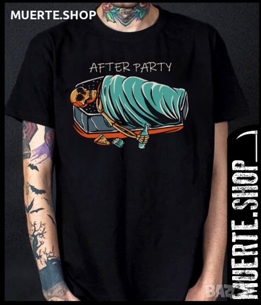 Черна тениска с щампа AFTER PARTY, снимка 1