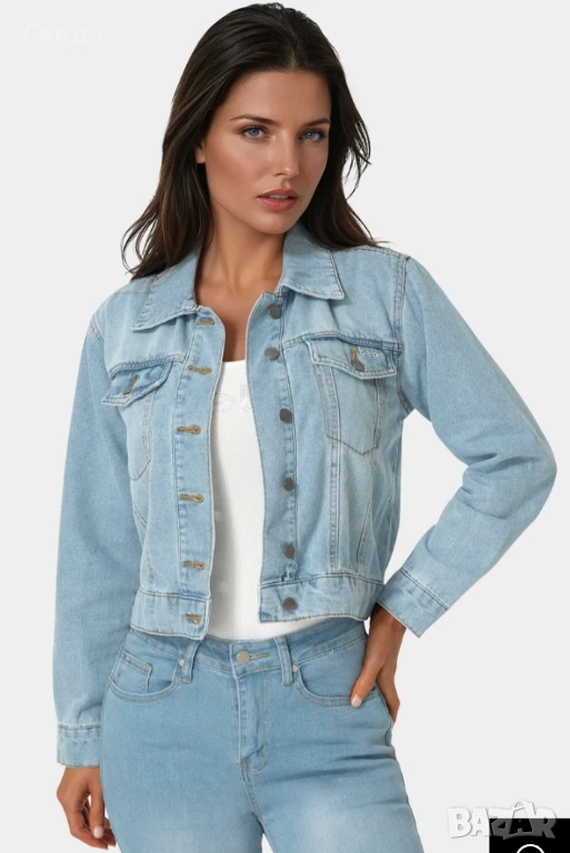 Дамско дънково яке, размер S, снимка 1